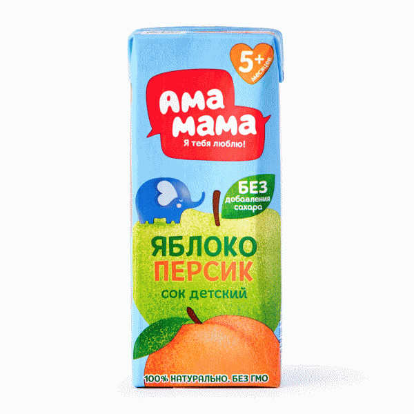 Сок АМА МАМА яблоко-персик 200мл - в магазине «Чижик»
