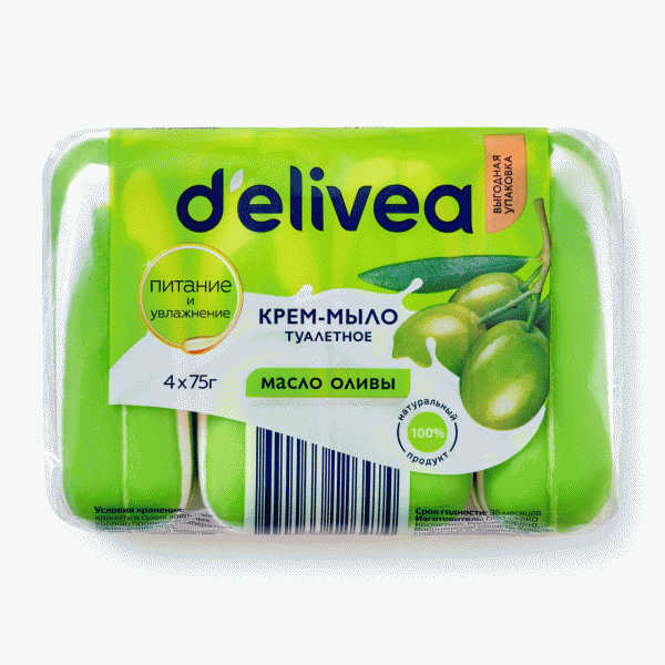 Крем-мыло DELIVEA туалетное твердое 4x75г - в магазине «Чижик»