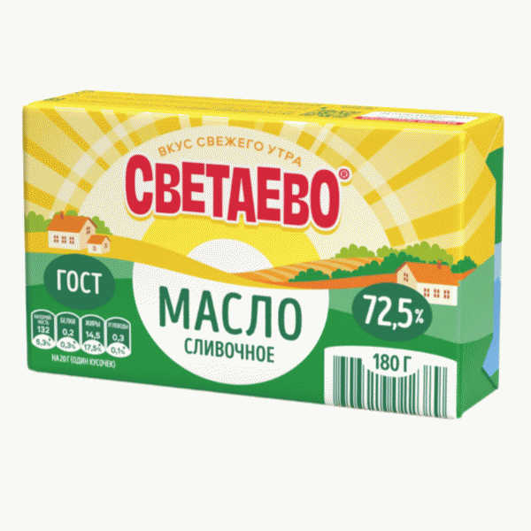Масло СВЕТАЕВО Крестьянское 72.5% 180г - в магазине «Чижик»