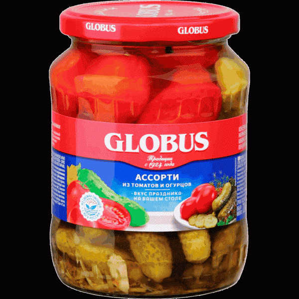 Ассорти Globus из томатов и огурцов 720мл - в магазине «Чижик»