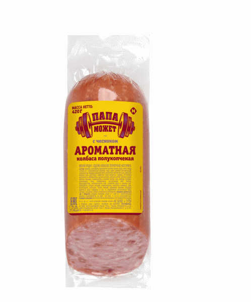 Колбаса Папа может Ароматная с чесноком полукоп. 420г - в магазине «Чижик»