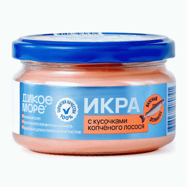 Икра ДИКОЕ МОРЕ с копченым лососем в соусе 180г - в магазине «Чижик»
