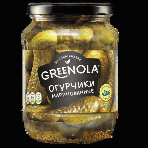 Огурчики GREENOLA маринованные 670г - в магазине «Чижик»