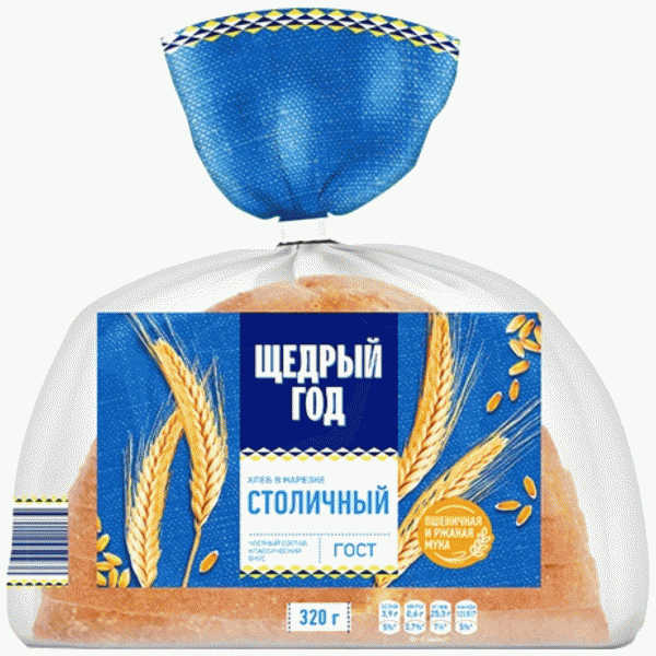 Хлеб ЩЕДРЫЙ ГОД Столичный 320г - в магазине «Чижик»