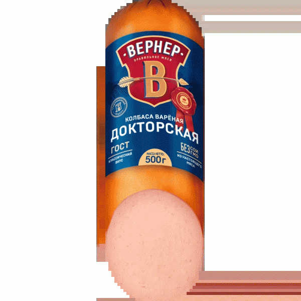 Колбаса ВЕРНЕР Докторская вареная категории А 500г - в магазине «Чижик»