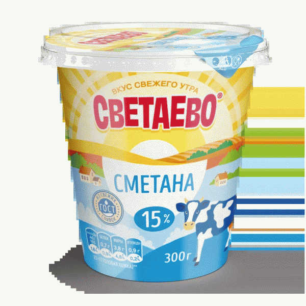 Сметана СВЕТАЕВО 15% 300г - в магазине «Чижик»