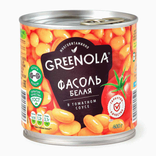 Фасоль GREENOLA белая в томатном соусе 400г - в магазине «Чижик»