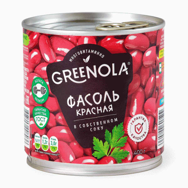 Фасоль GREENOLA красная в собственном соку 400г - в магазине «Чижик»