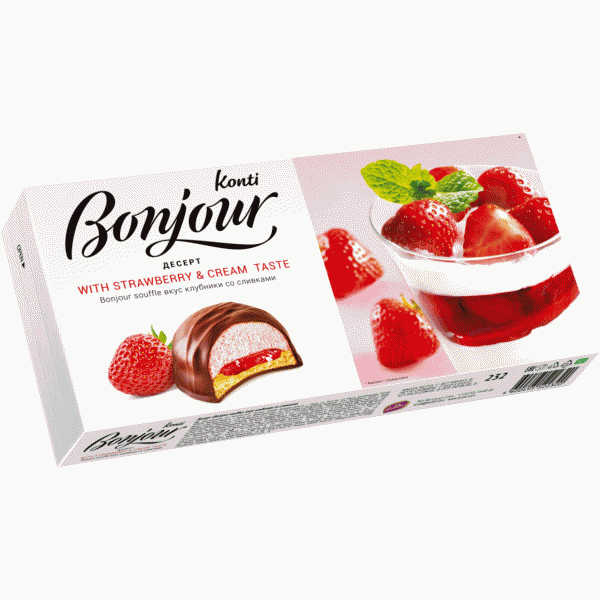 Десерт Bonjour Souffle клубника со сливками 232г - в магазине «Чижик»