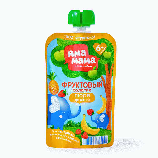 Пюре АМА МАМА из яб/банан/клуб/ананас.6м+ 90г - в магазине «Чижик»