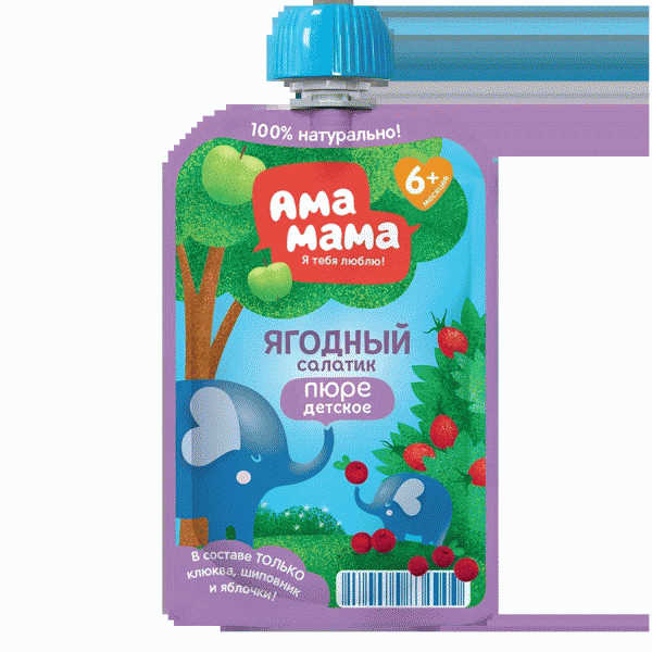 Пюре АМА МАМА из яб/шипов/клюквы 6мес+ 90г - в магазине «Чижик»