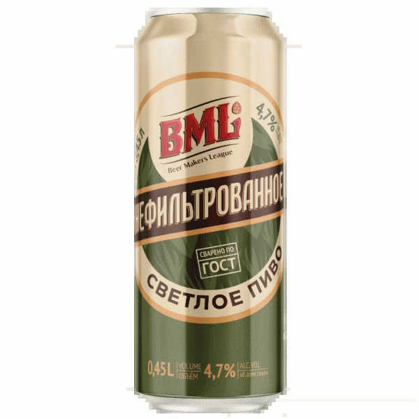 Пиво BML светлое нефильтров. 4.7% 0.45л - в магазине «Чижик»