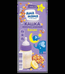 Кашка АМА МАМА молочно-злаковая с бананом 6м+ 210г - в магазине «Чижик»