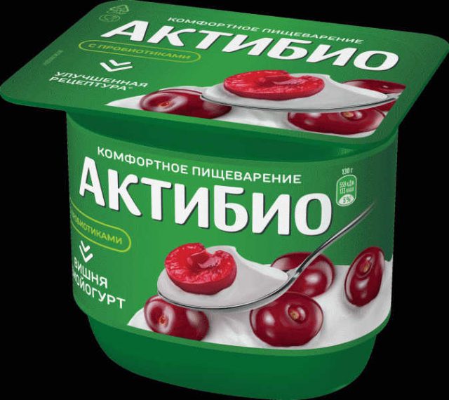 Биойогурт Актибио с вишней обогащен. бифидобак. 2.9% 130г - в магазине «Чижик»