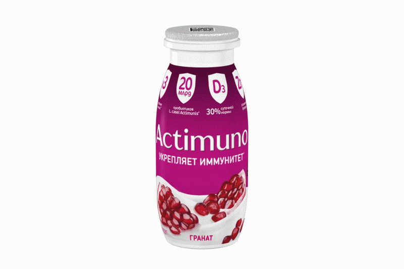 Напиток Actimuno кисломолочный гранат/цинк 1,5% 95 г - в магазине «Чижик»