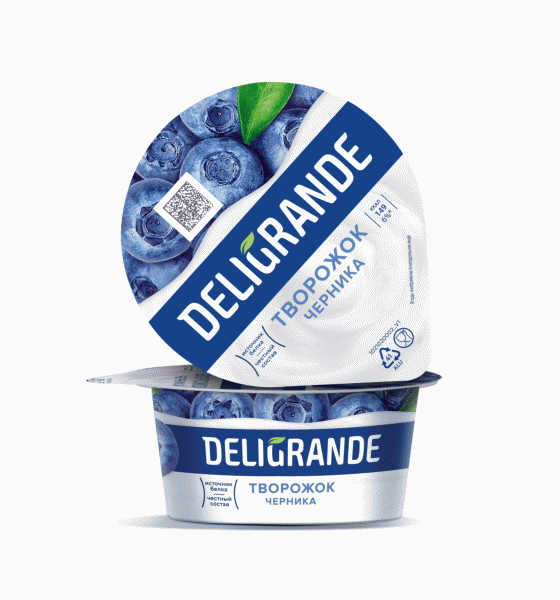 Творожок DELIGRANDE с черникой 5% 125г - в магазине «Чижик»