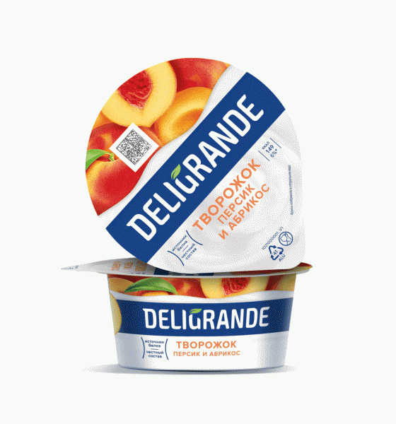 Творожок DELIGRANDE с персиком и абрикосом 5% 125г - в магазине «Чижик»