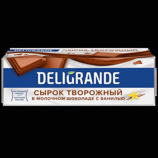 Сырок DELIGRANDE творожный с ванилью в м/шоколаде 26% 50г - в магазине «Чижик»