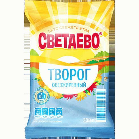 Творог СВЕТАЕВО обезжиренный 200г - в магазине «Чижик»