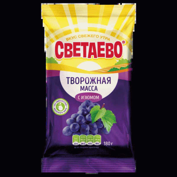 Масса СВЕТАЕВО творожная с изюмом 20% 180г - в магазине «Чижик»