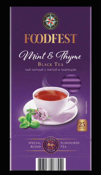 Чай FOODFEST Mint & Thyme черный байховый 25х1,5г - в магазине «Чижик»
