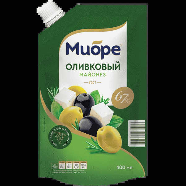 Майонез МИОРЕ Оливковый 67% 400мл - в магазине «Чижик»