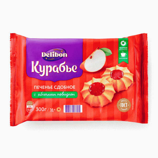 Печенье DELIBON Курабье с яблочным повидлом 300г - в магазине «Чижик»