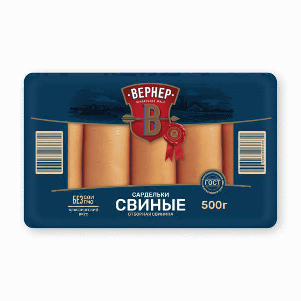 Сардельки ВЕРНЕР Свиные вареные 500г - в магазине «Чижик»