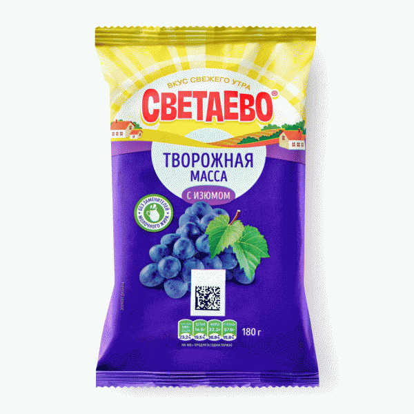 Масса СВЕТАЕВО творожная с сахаром/изюмом 20% 180г - в магазине «Чижик»