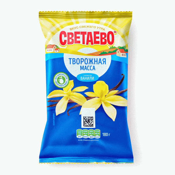 Масса СВЕТАЕВО творож. ванильная 16,5% 180г - в магазине «Чижик»