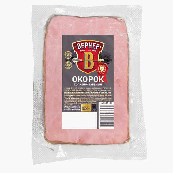 Окорок ВЕРНЕР Тамбовский из свинины к/в 300г - в магазине «Чижик»