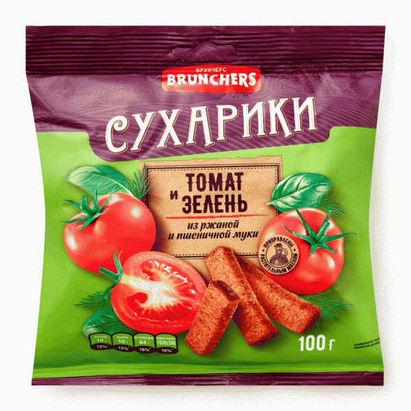 Сухарики BRUNCHERS Томат и зелень 100г - в магазине «Чижик»