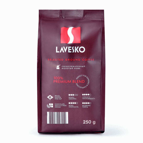 Кофе LAVESKO натуральный жареный молотый 250г - в магазине «Чижик»