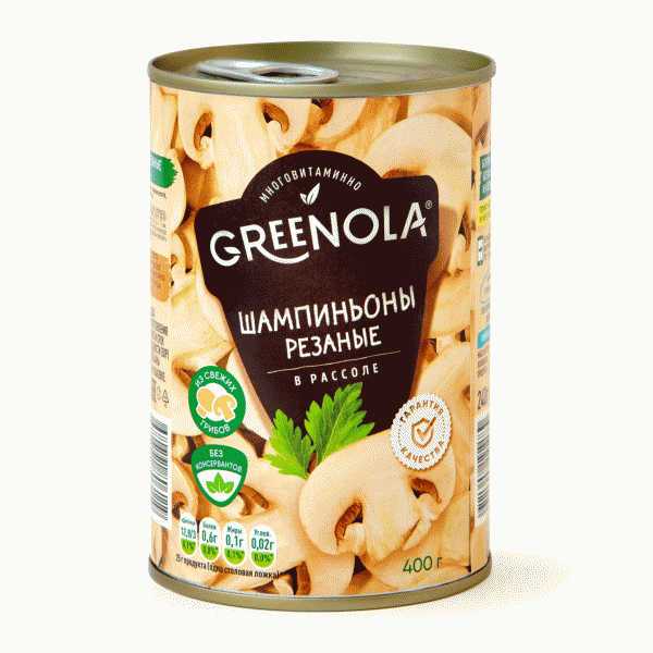 Шампиньоны GREENOLA резаные 400г - в магазине «Чижик»