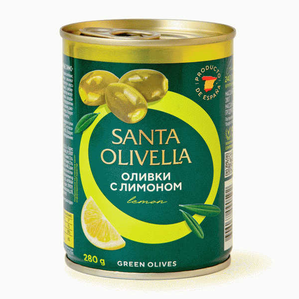 Оливки SANTA OLIVELLA с лимоном 280г - в магазине «Чижик»