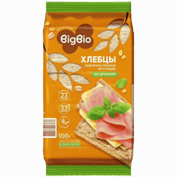 Хлебцы BIGBIO пшенично-ржаные 100г - в магазине «Чижик»