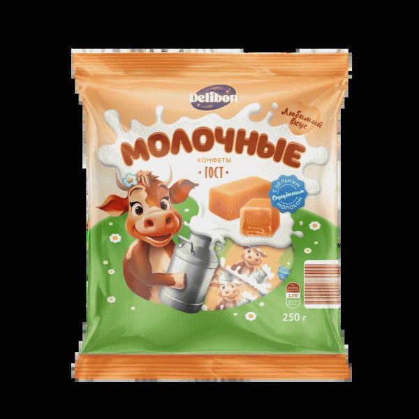 Конфеты DELIBON Молочные с цельным сгущ/молоком 250г - в магазине «Чижик»