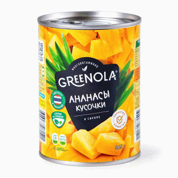 Ананасы GREENOLA кусочки в сиропе 565г - в магазине «Чижик»