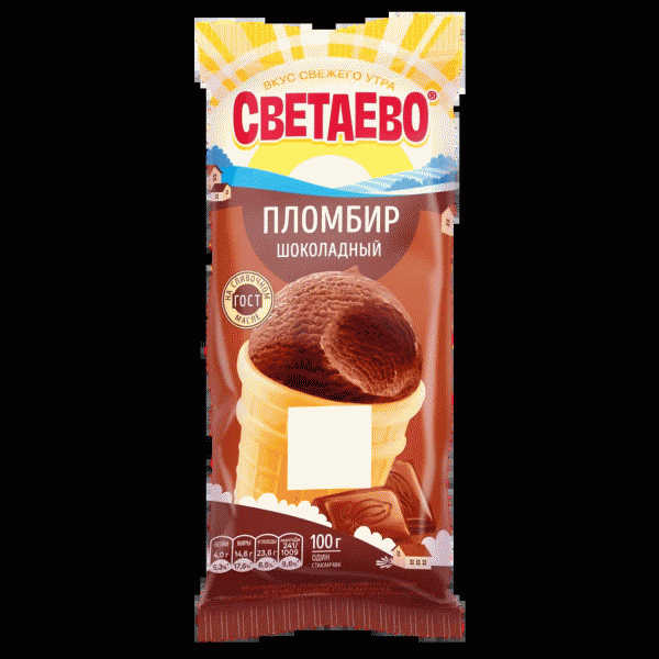Мороженое СВЕТАЕВО пломбир шоколадный в в/стаканчике 15% 100г - в магазине «Чижик»