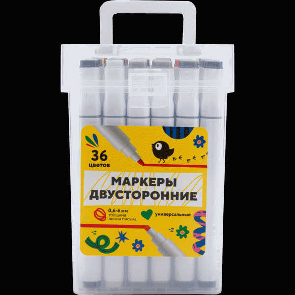 Набор скетч-маркеров 2-сторонних 36 цветов - в магазине «Чижик»