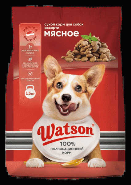 Корм WATSON Мясное ассорти сухой для собак всех пород 1,5кг - в магазине «Чижик»