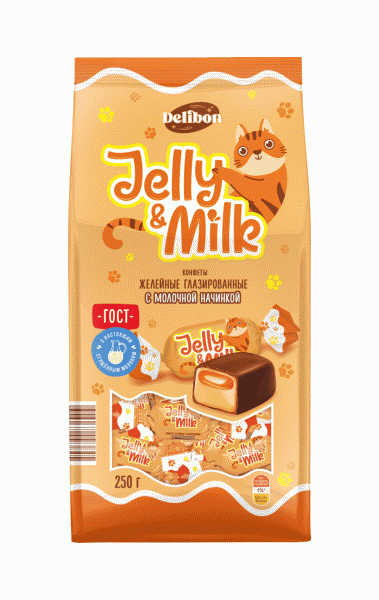 Конфеты DELIBON с желейные глазир. с мол/начинкой 250г - в магазине «Чижик»
