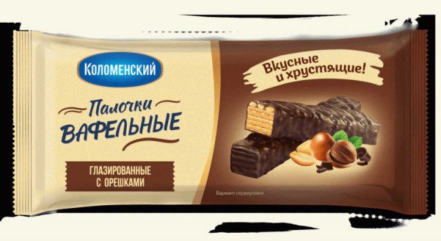 Вафли Коломенский глазир. с орешками 140г - в магазине «Чижик»