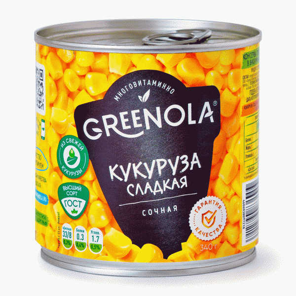 Кукуруза GREENOLA сахарная в зернах 340г - в магазине «Чижик»