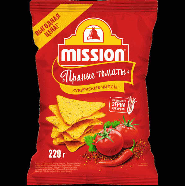 Чипсы Mission кукуруз. Пряные томаты 220г - в магазине «Чижик»