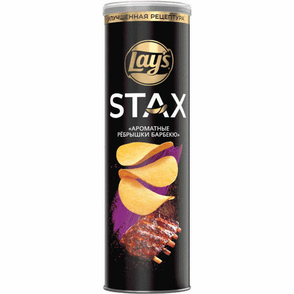 Чипсы Lay's Stax ароматные ребрышки барбекю 140г - в магазине «Чижик»