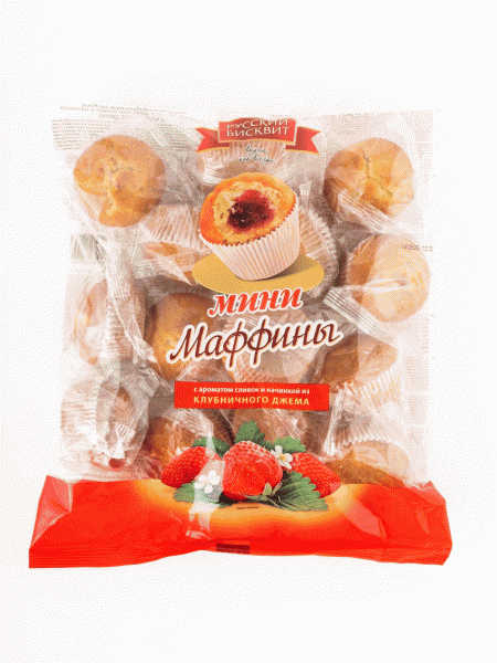 Мини-маффины Русский Бисквит с клубничным джемом 465г - в магазине «Чижик»
