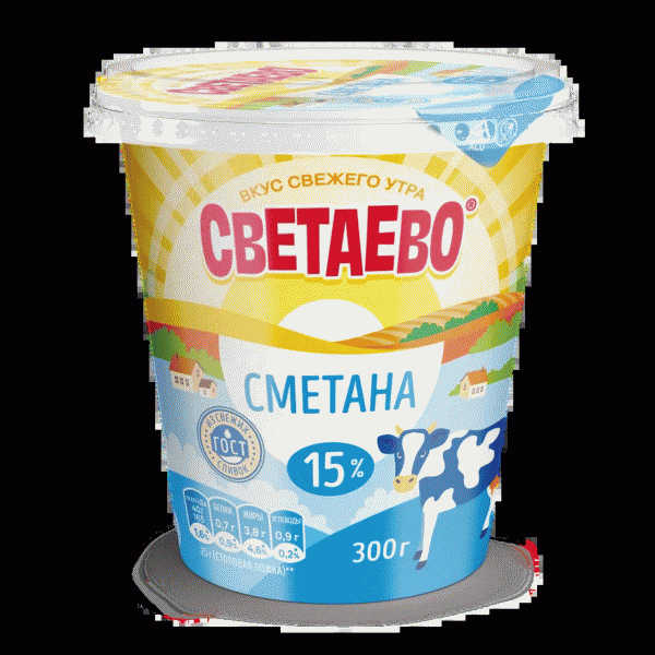 Сметана СВЕТАЕВО 15% 300г - в магазине «Чижик»