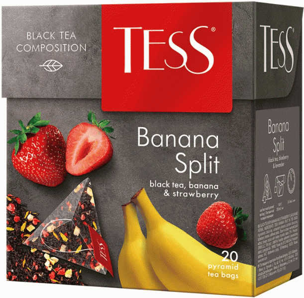 Чай черный Tess Banana Split с ароматом клубники и банана 20пак - в магазине «Чижик»