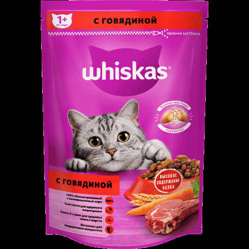 Корм Whiskas сухой с говядиной для кошек 350г - в магазине «Чижик»